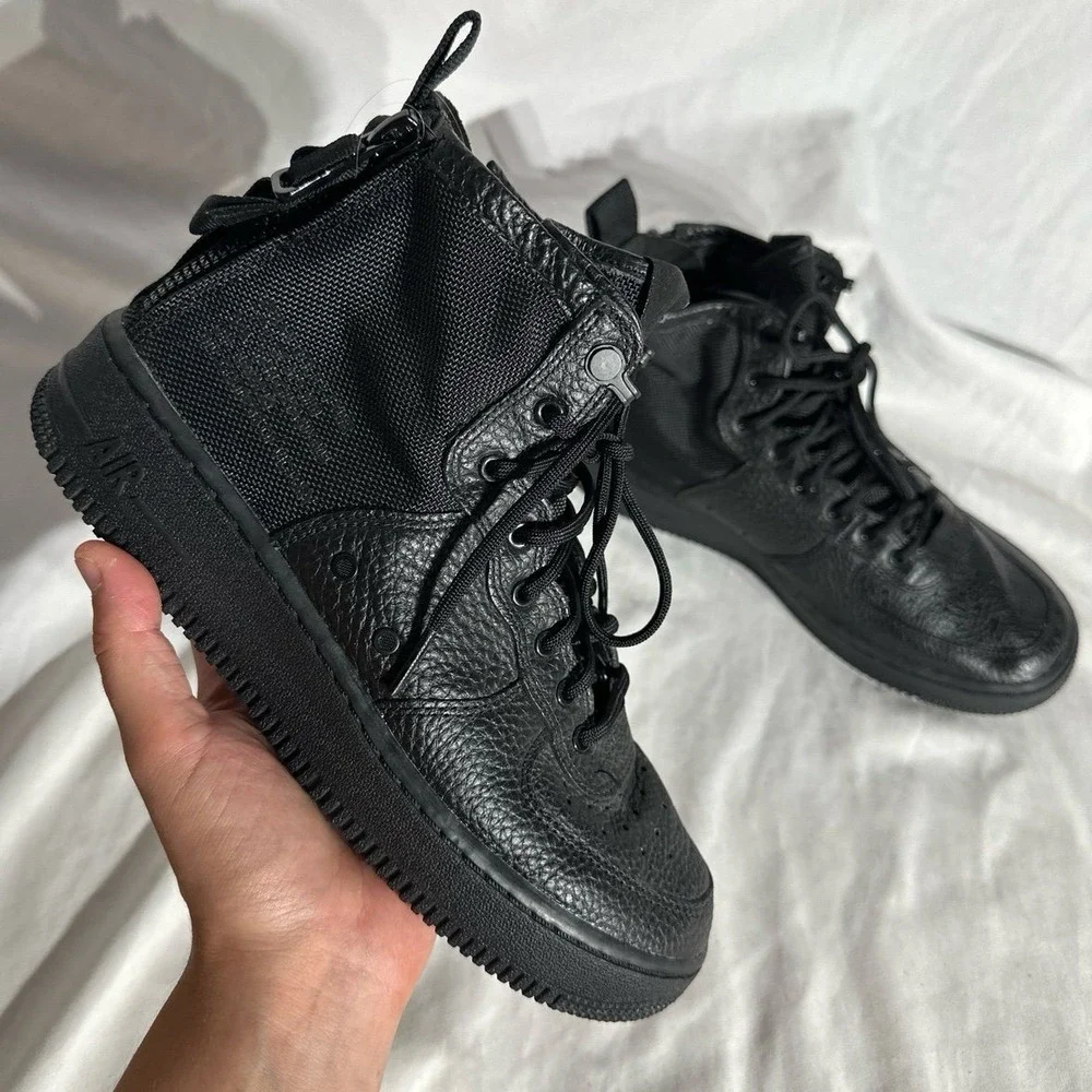 Nike Air Force 1 Mid Slit Black - Woman's 8 - Good Like New Condition
